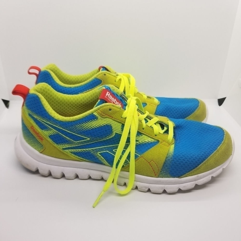 Reebok blue and neon green Sublite trainers size 7.5